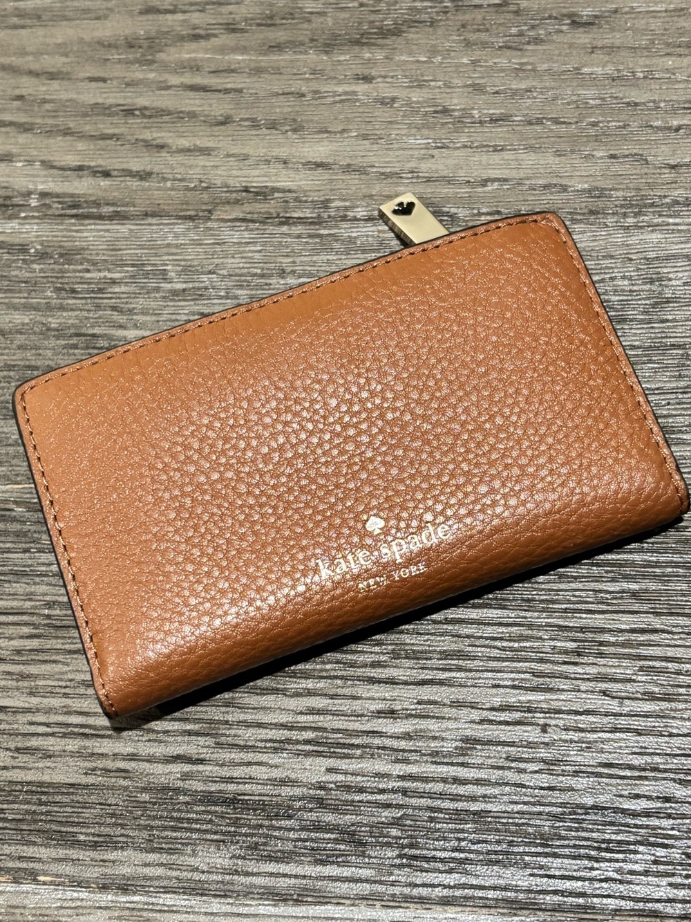 Kate Spade Lena Small Leather Bifold Wallet Tan Red - Picture 2 of 15